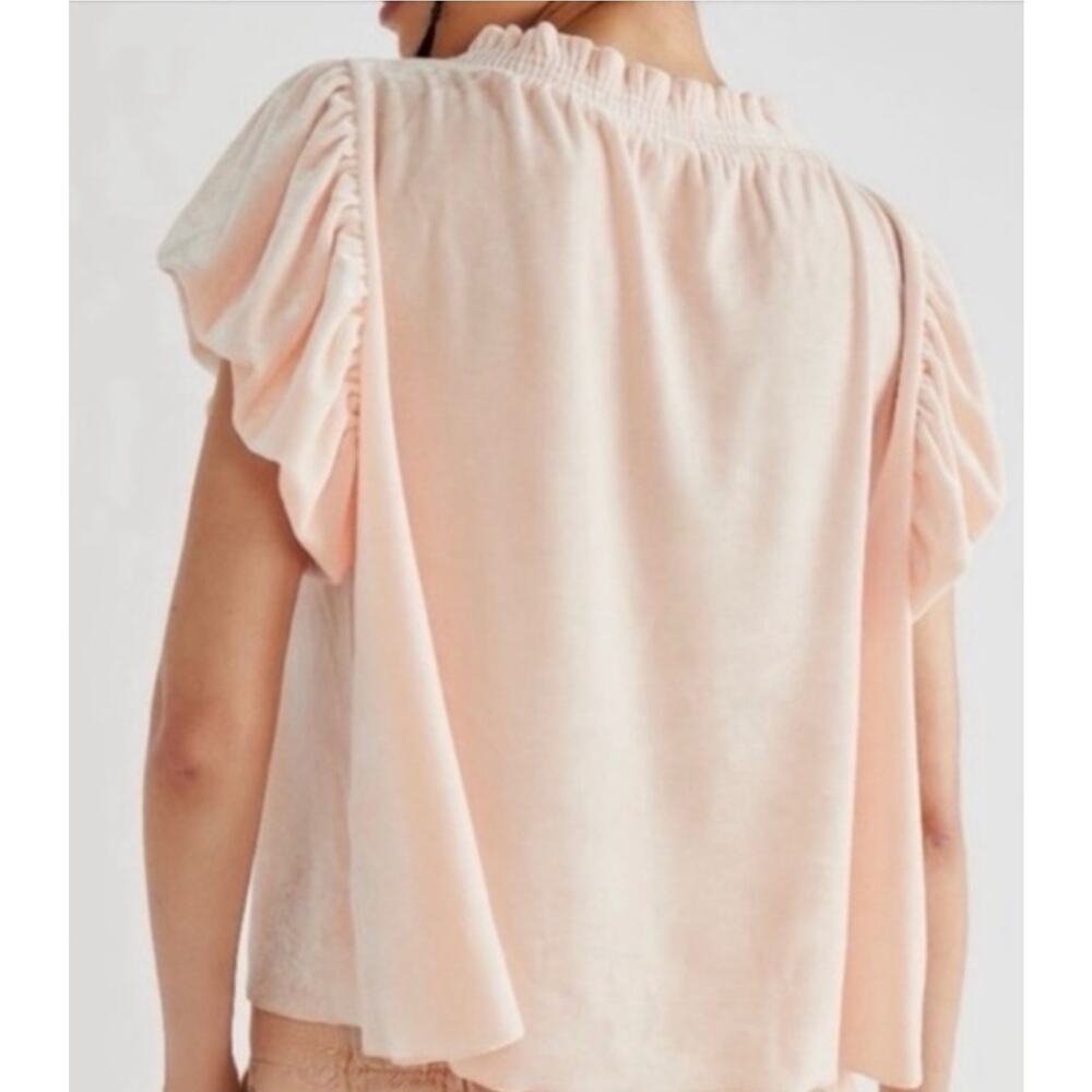 Free People Terese Pink Velvet Flutter Top New W Tag Small Flirty - Picture 2 of 10